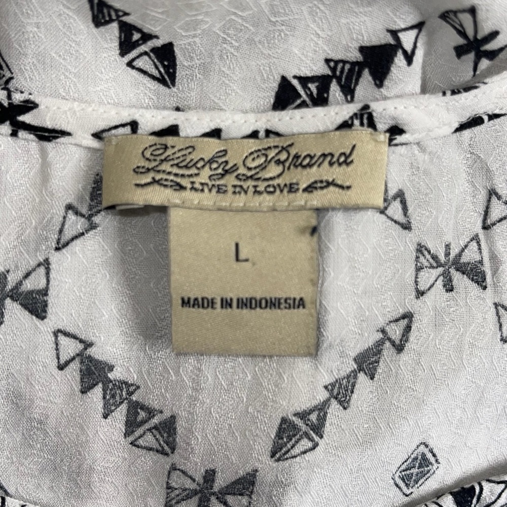 Lucky Brand Black and White High Neck Printed BOHO Loose Fit Tank - Picture 6 of 7